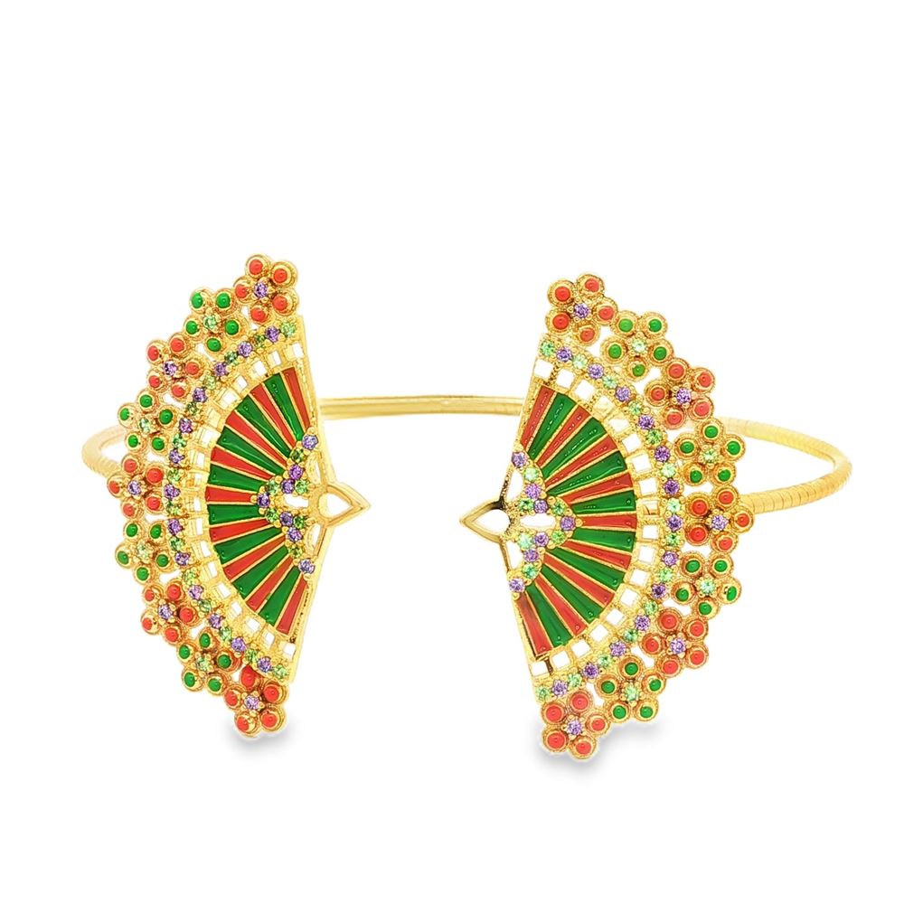 DIVA GOLD AMETISTA&GREEN STONES GREEN&ORANGE GLAZED BRACELET