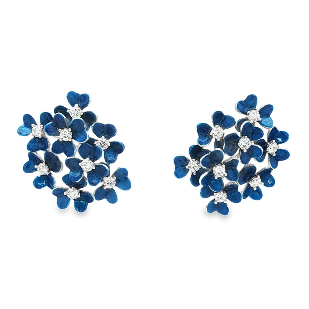 CLOVER CRYSTAL STONES BLUE GLAZED EARRINGS