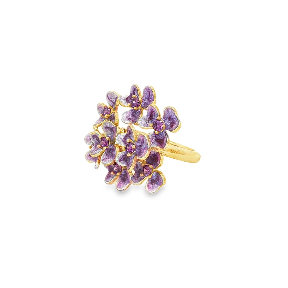 CLOVER GOLD AMETISTA STONES LAVANDER GLAZED RING