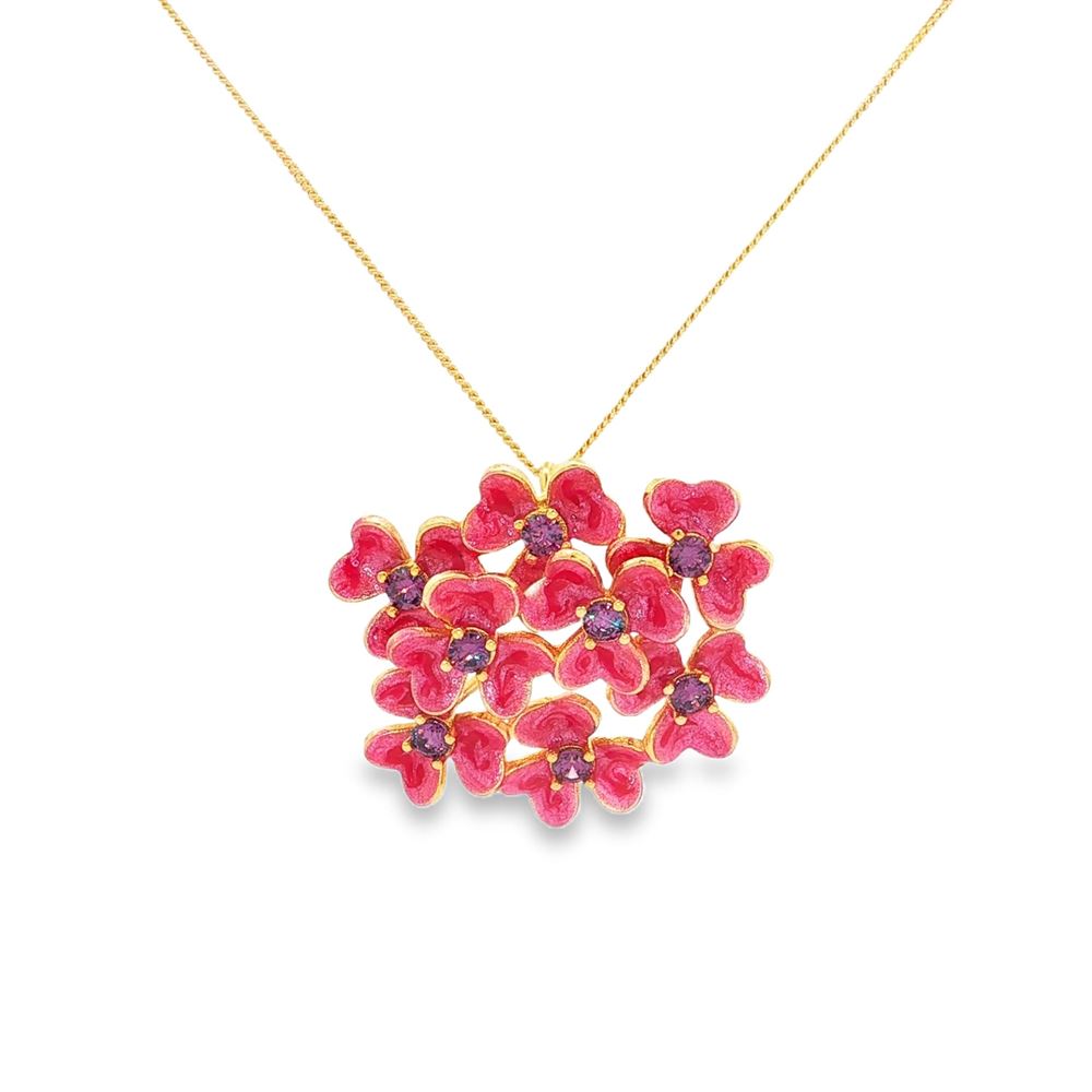 CLOVER GOLD AMETISTA STONES PEARLY PINK GLAZED NECKLACE