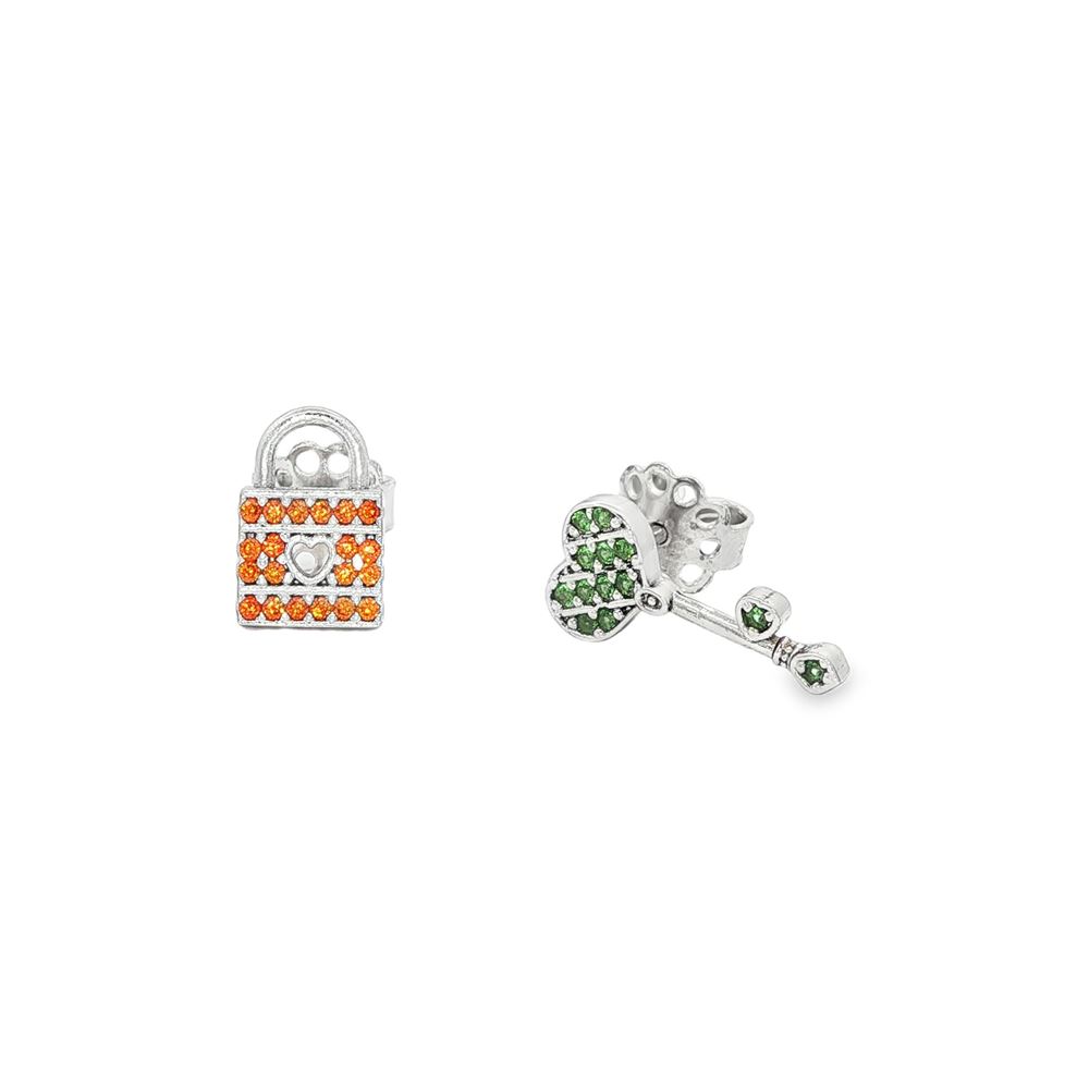 UNLOCK YOUR HEART GREEN KEY EARRINGS