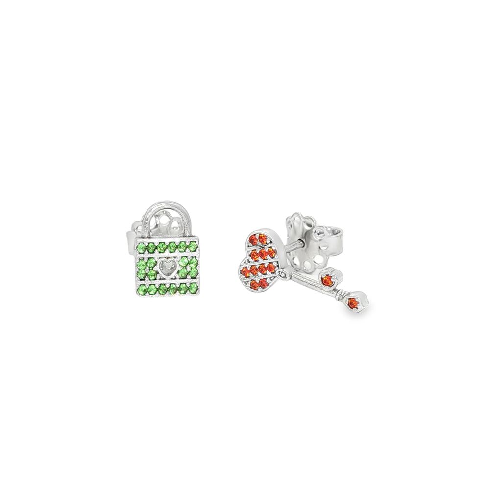 UNLOCK YOUR HEART ORANGE KEY EARRINGS