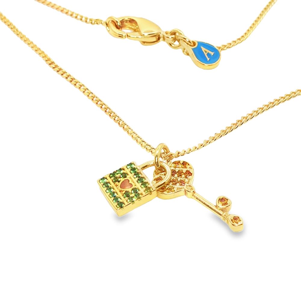 UNLOCK YOUR HEART GOLD ORANGE KEY NECKLACE