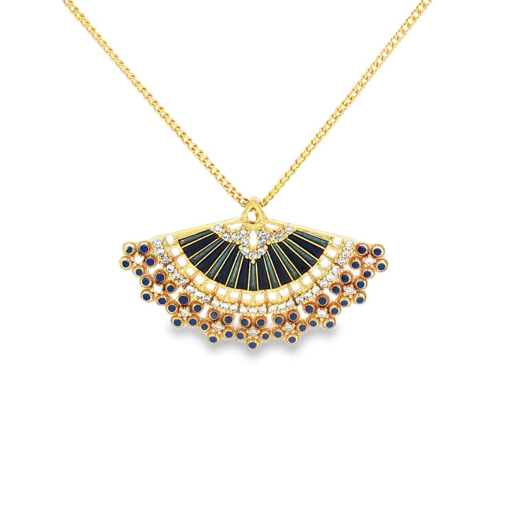 DIVA GOLD CRYSTAL STONES BLUE GLAZED NECKLACE
