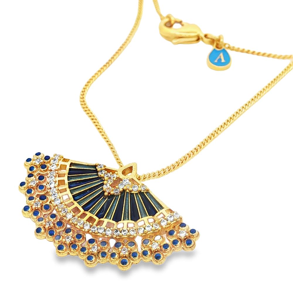 DIVA GOLD CRYSTAL STONES BLUE GLAZED NECKLACE