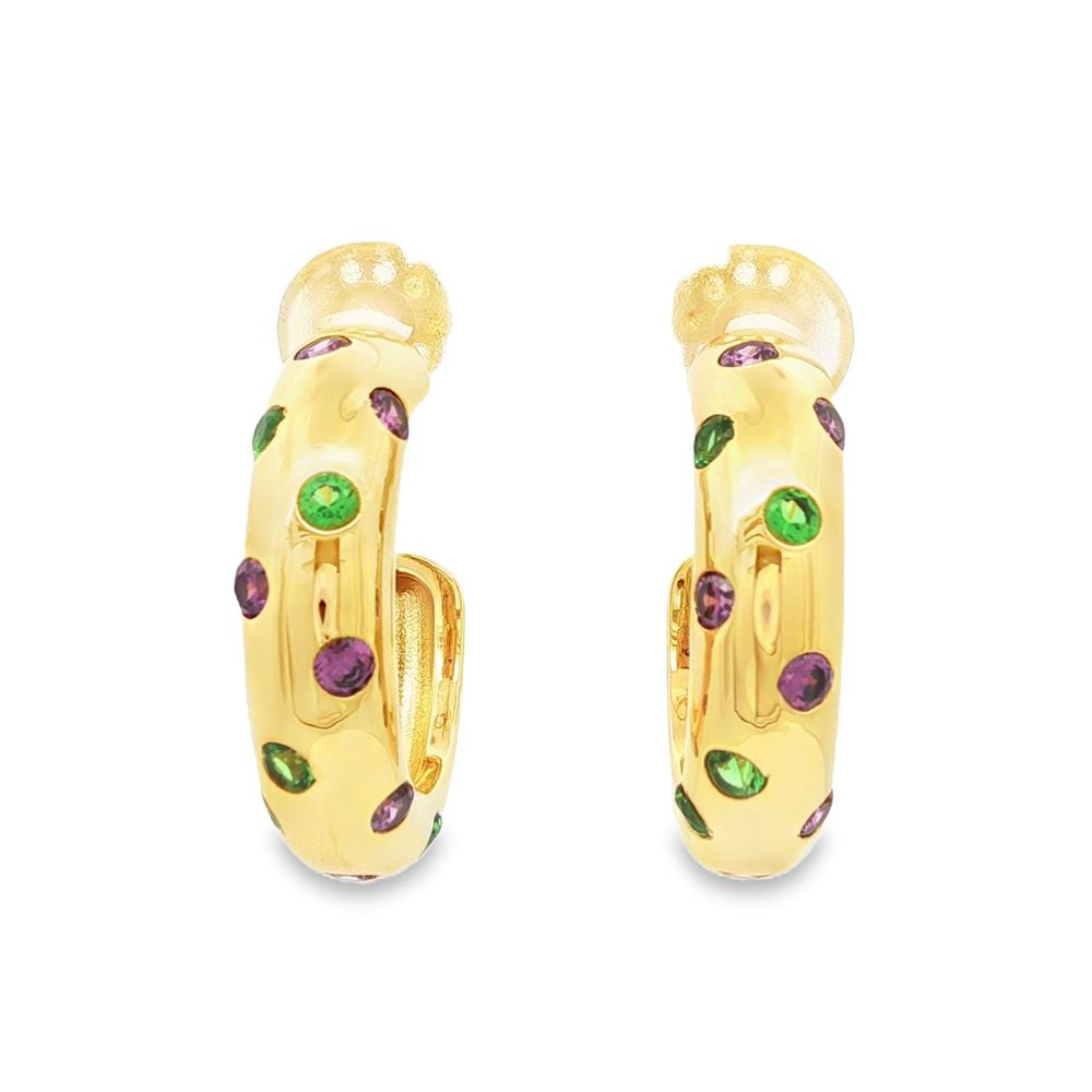 GLAMOUR GOLD AMETISTA&VERDE EARRINGS