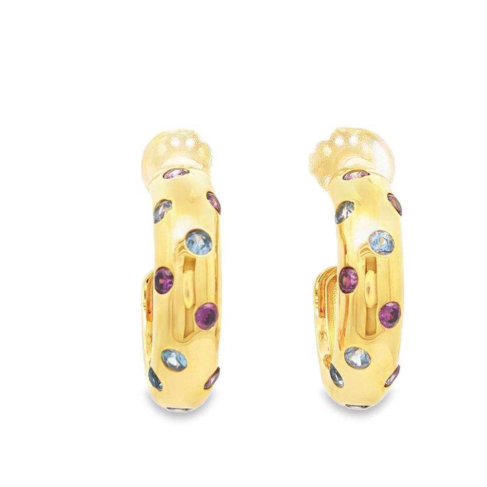 GLAMOUR GOLD CELESTE&AMETISTA EARRINGS