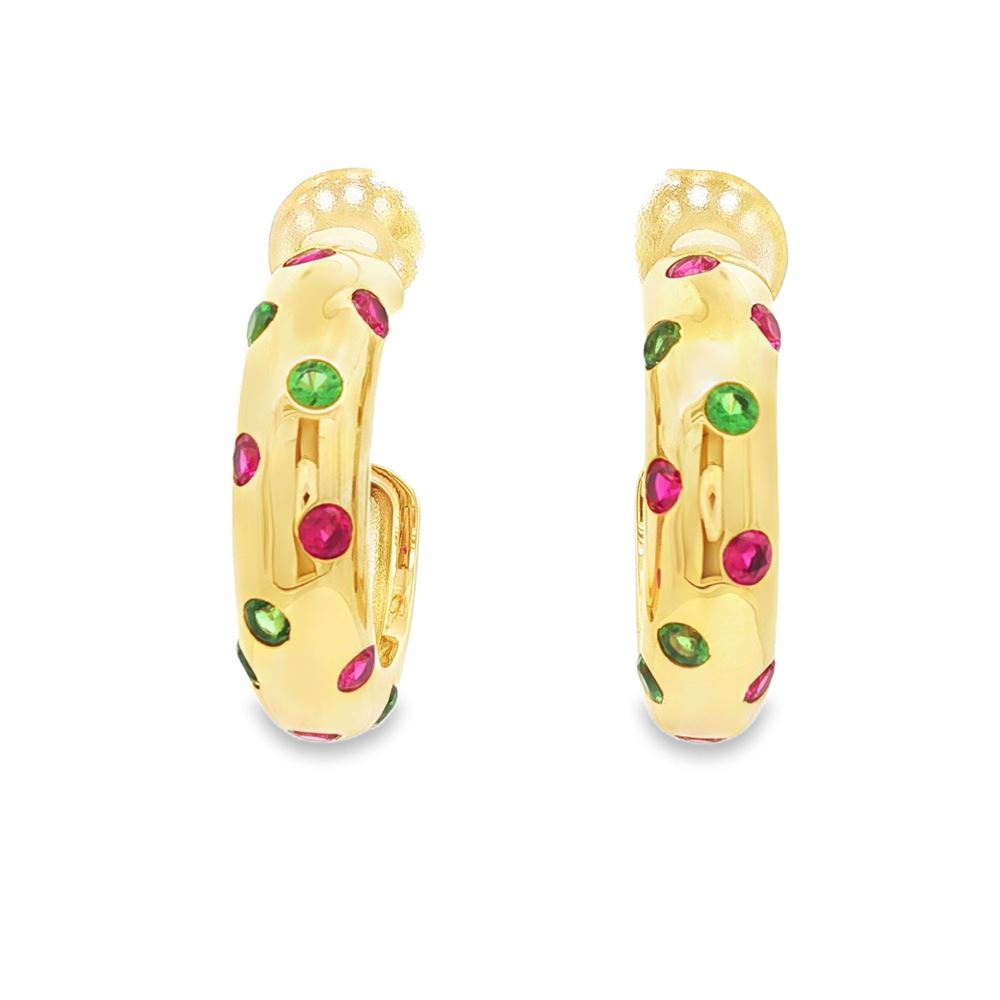 GLAMOUR GOLD VERDE&FUCSIA EARRINGS