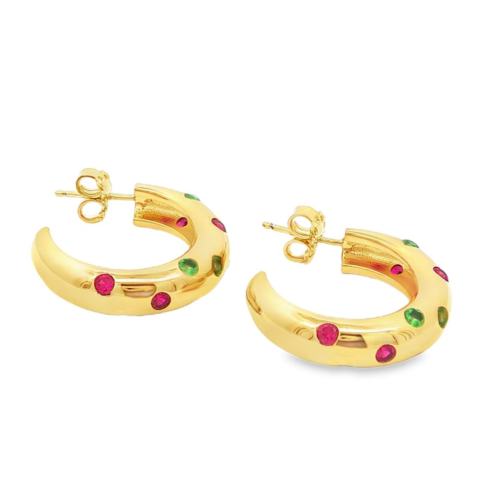 GLAMOUR GOLD VERDE&FUCSIA EARRINGS