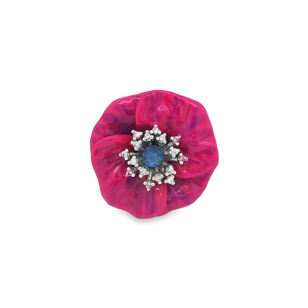 BLOSSOM CRYSTAL&BLUE STONES PINK GLAZED RING