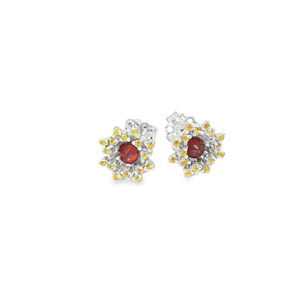 BLOSSOM CITRINO&ORANGE STONES EARRINGS