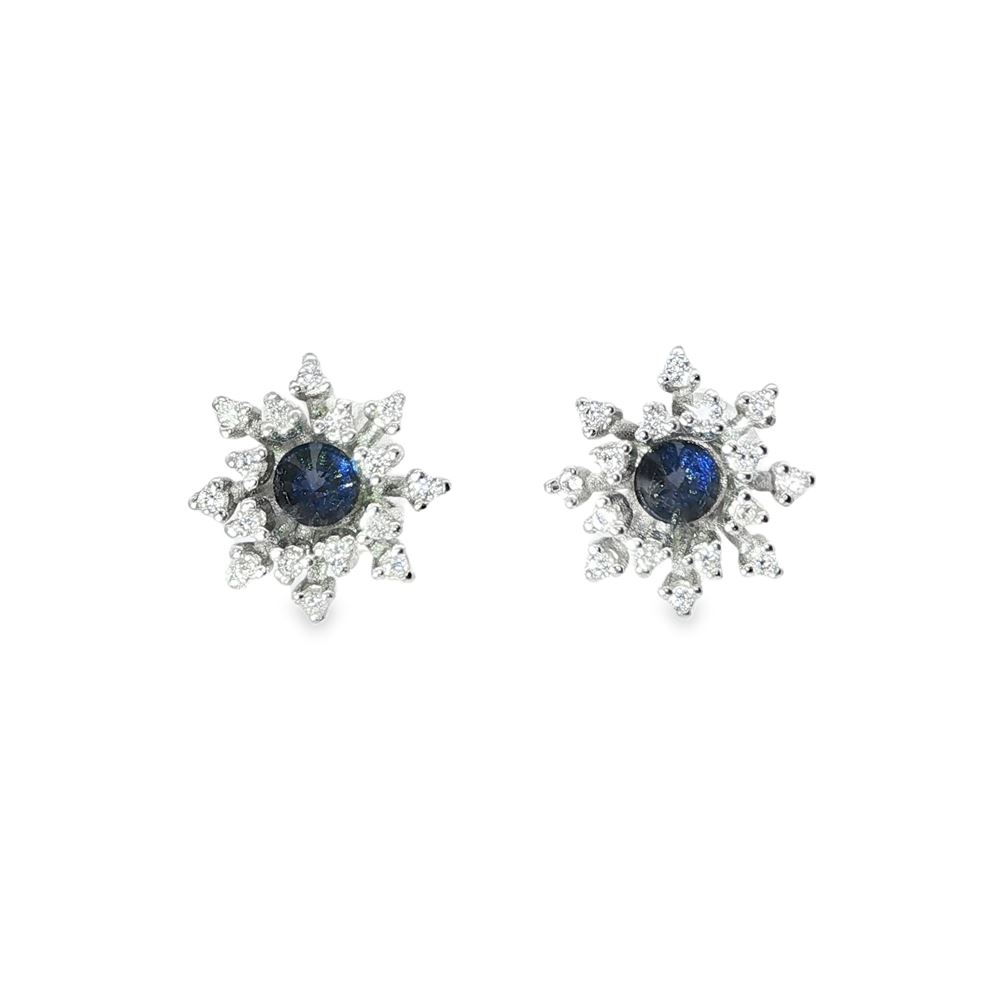 BLOSSOM CRYSTAL&BLUE STONES EARRINGS