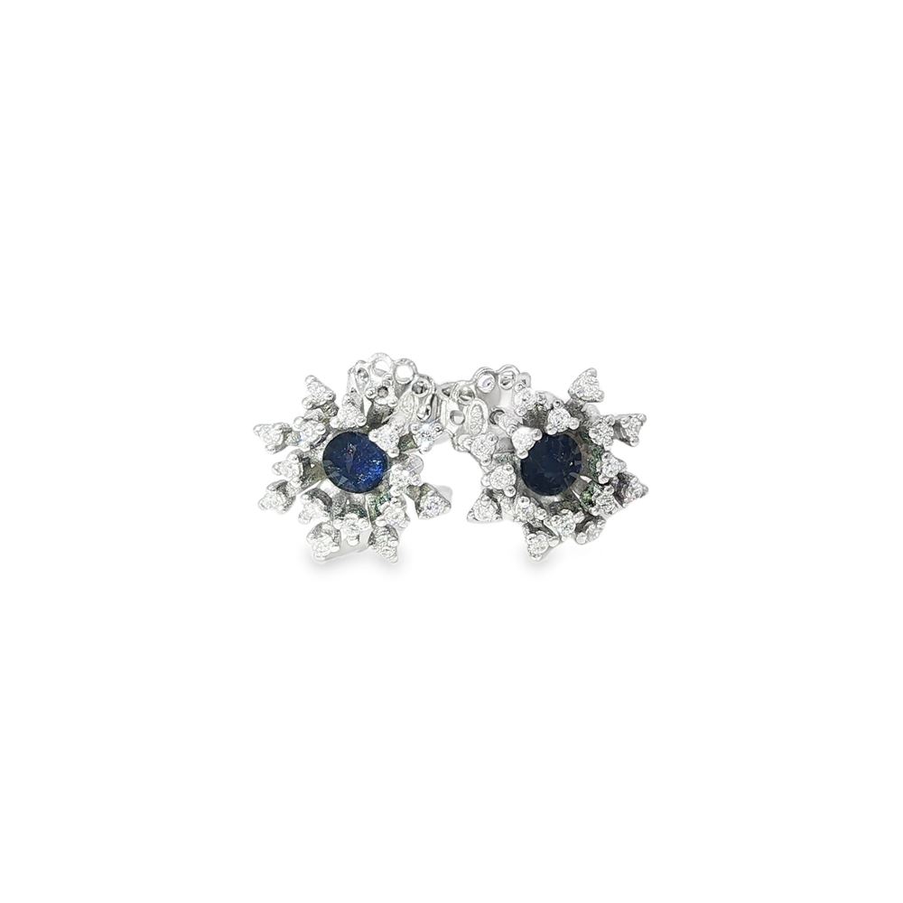 BLOSSOM CRYSTAL&BLUE STONES EARRINGS