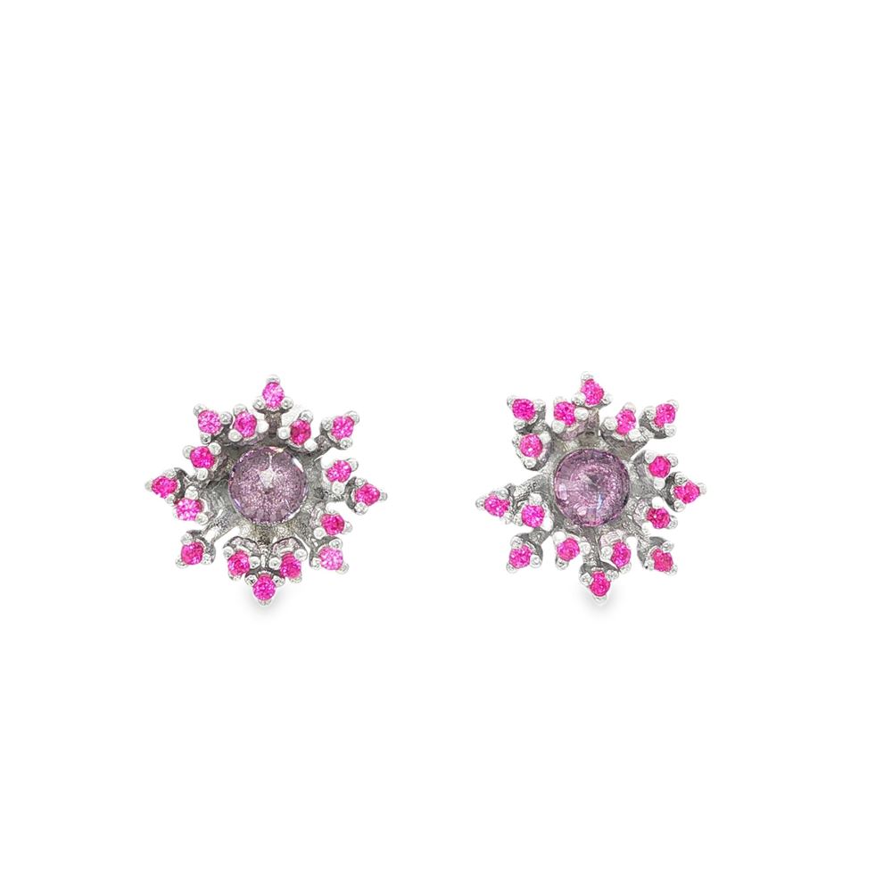 BLOSSOM RUBY&LAVANDER STONES EARRINGS