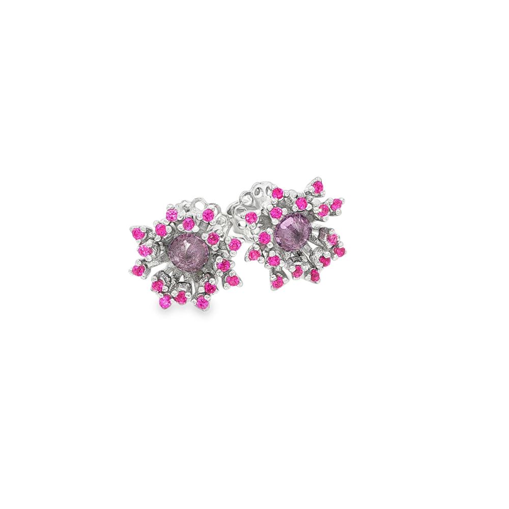 BLOSSOM RUBY&LAVANDER STONES EARRINGS