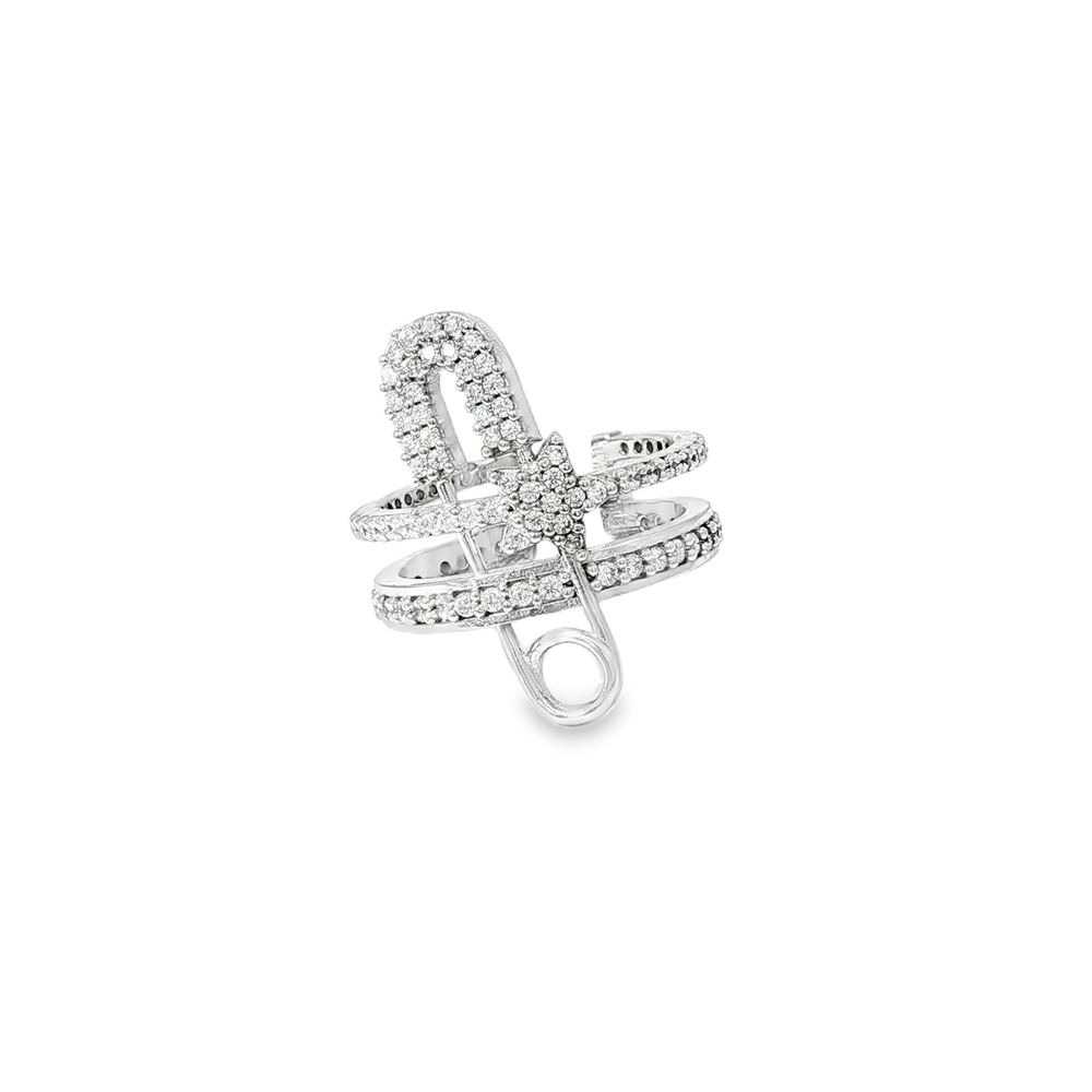 STARLIKE SAFETY PIN CRYSTAL RING