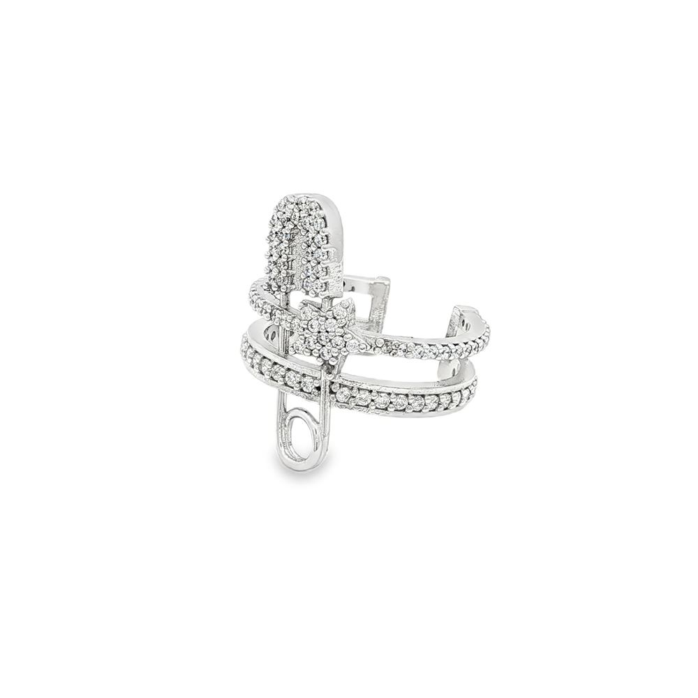 STARLIKE SAFETY PIN CRYSTAL RING