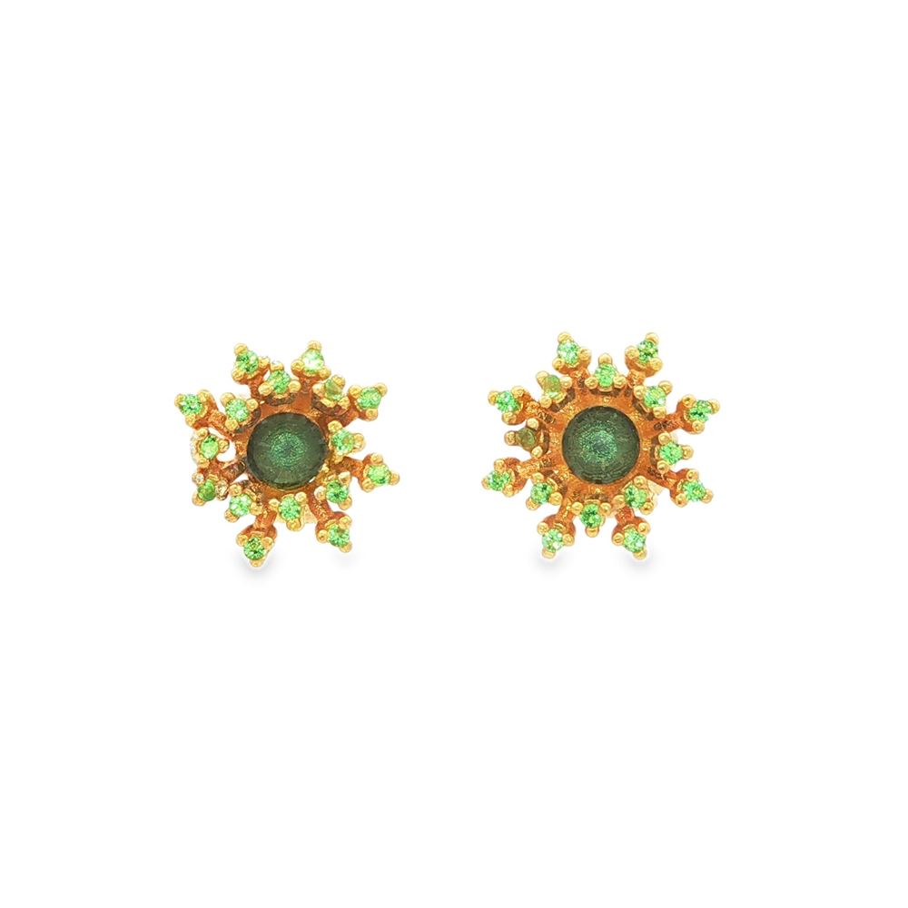 BLOSSOM GOLD TSAVORITE&PARAIBA EARRINGS