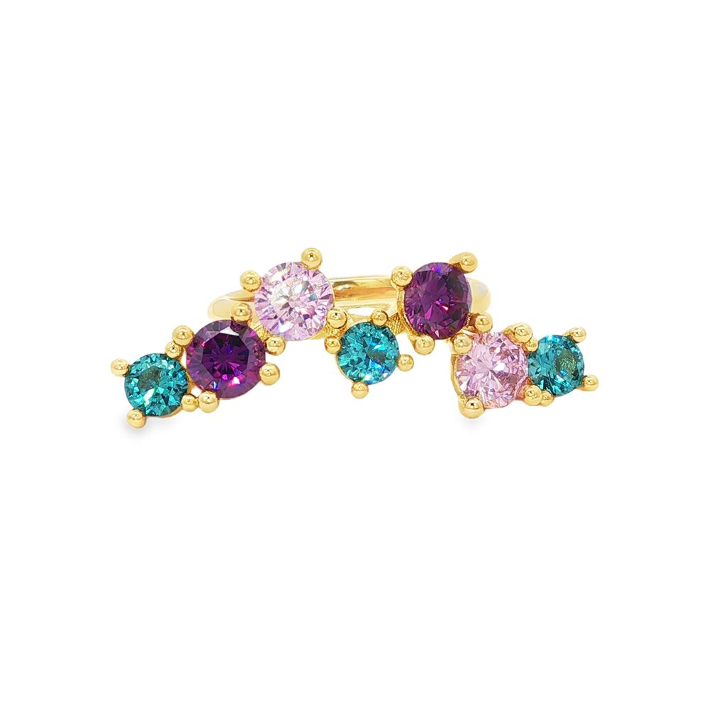 RAINBOW GOLD PARAIBA&AMETISTA&ROSA RING