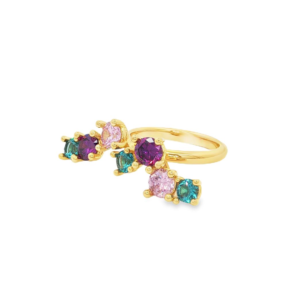 RAINBOW GOLD PARAIBA&AMETISTA&ROSA RING