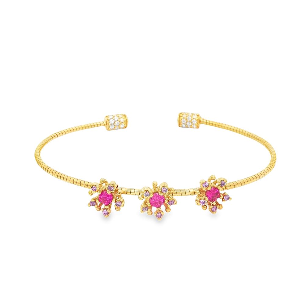 PLUMERIA GOLD LAVANDER&RUBY BRACELET