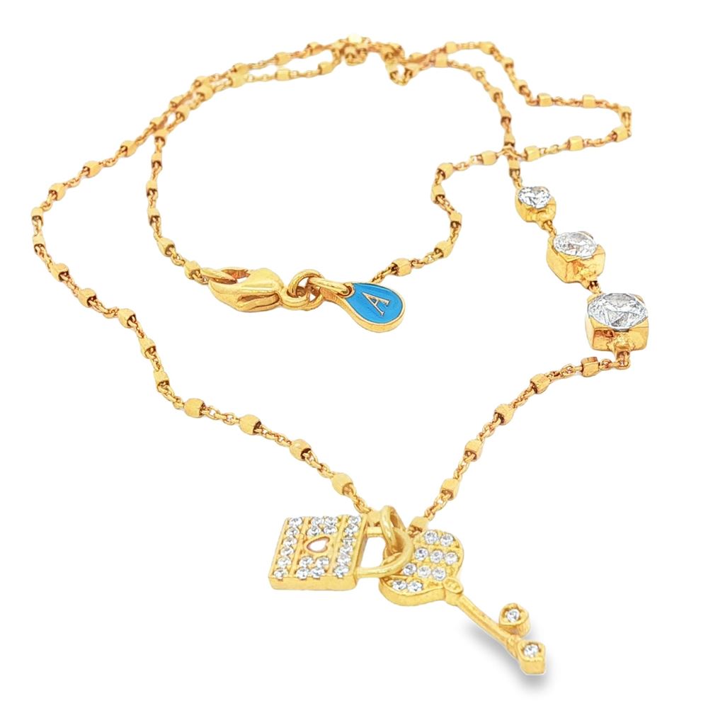 UNLOCK YOUR HEART GOLD CRYSTAL NECKLACE