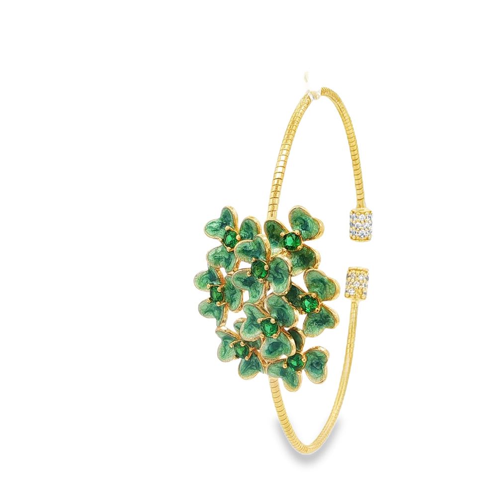 CLOVE GOLD GREEN STONES PEARLY GREEN GLAZED BRACELET