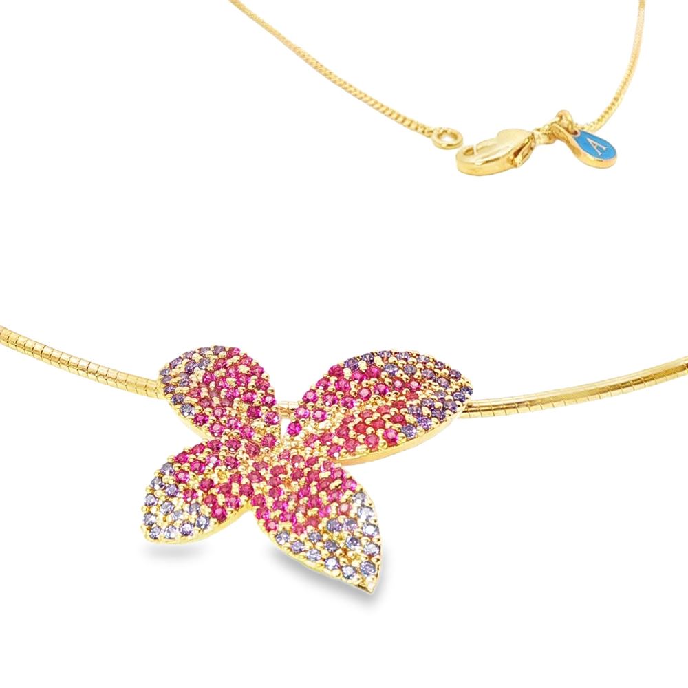 DEA GOLD FUCSIA&AMETISTA FLEX NECKLACE