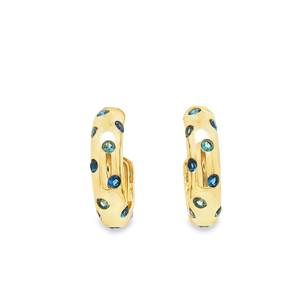 GLAMOUR GOLD ACQUAMARINA&BLUE EARRINGS