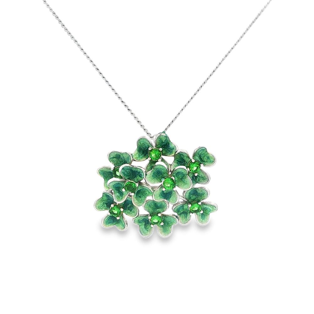 CLOVER GREEN STONES GREEN PEARLY GLAZED NECKLACE