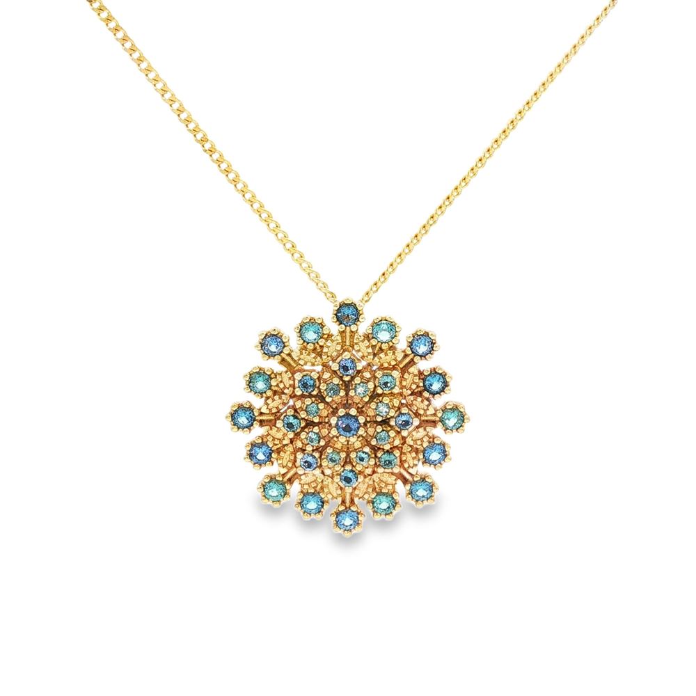 FLAKE GOLD CELESTE&ACQUAMARINA NECKLACE