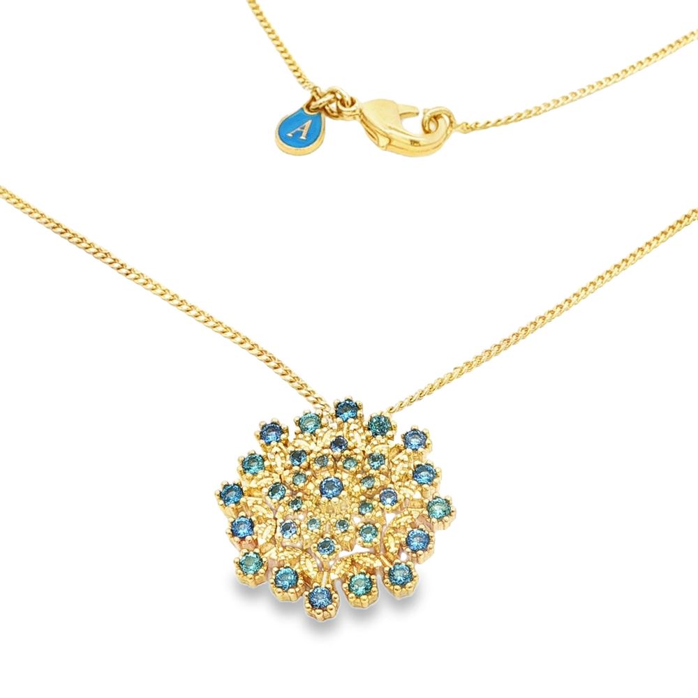 FLAKE GOLD CELESTE&ACQUAMARINA NECKLACE