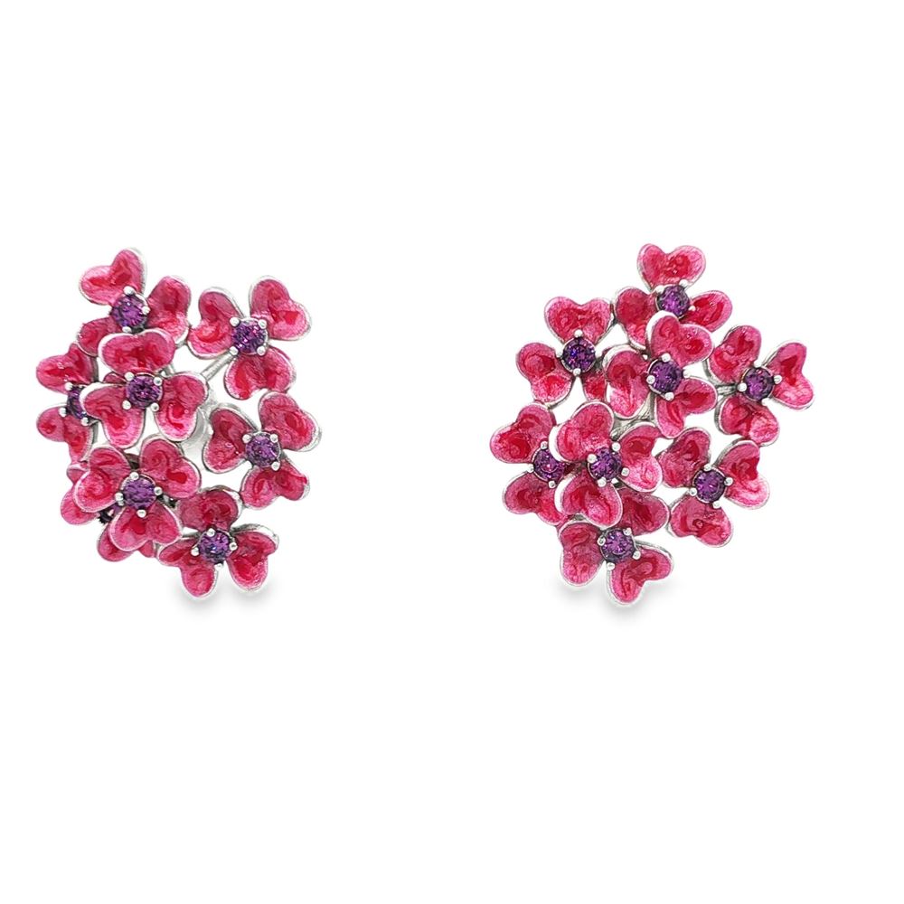 CLOVER AMETISTA STONES PEARLY PINK GLAZED EARRINGS