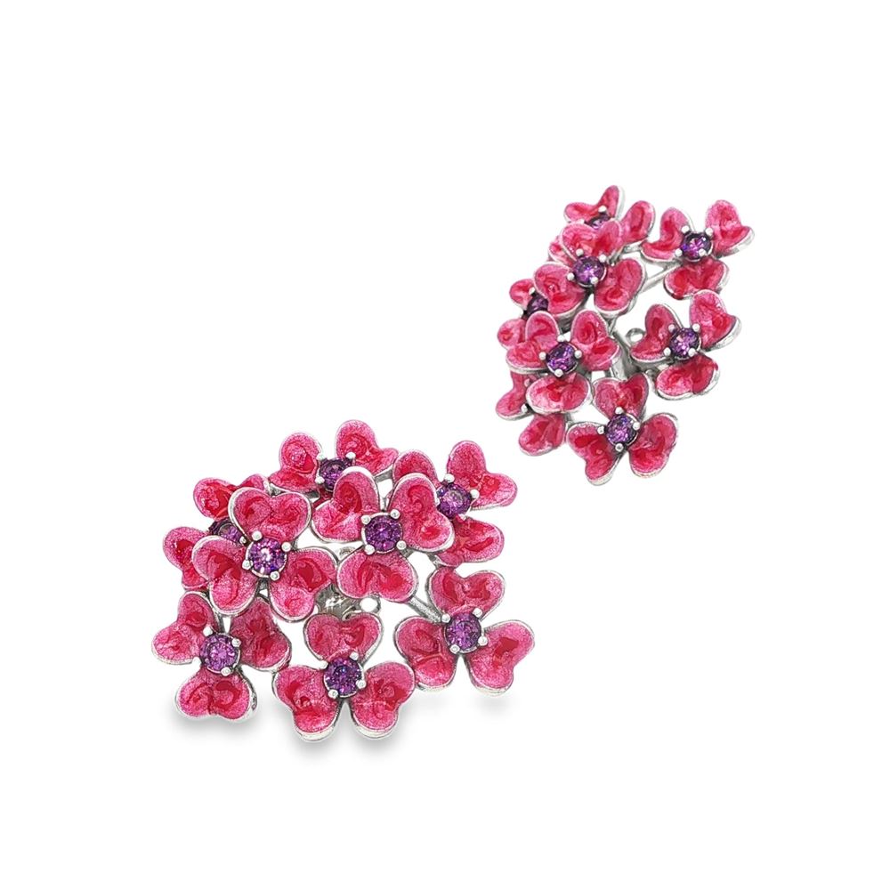 CLOVER AMETISTA STONES PEARLY PINK GLAZED EARRINGS