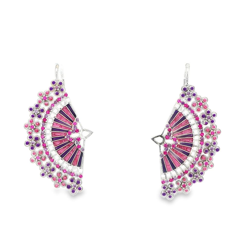 DIVA FUCSIA&AMETISTA STONES PINK&PURPLE GLAZED EARRINGS