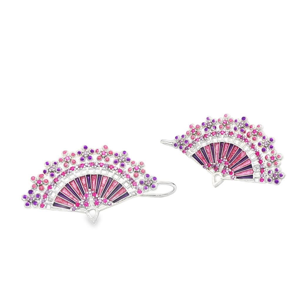 DIVA FUCSIA&AMETISTA STONES PINK&PURPLE GLAZED EARRINGS