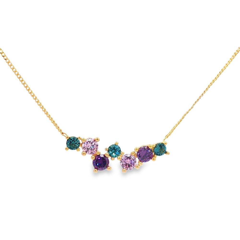 RAINBOW GOLD PARAIBA&ROSA&AMETISTA NECKLACE