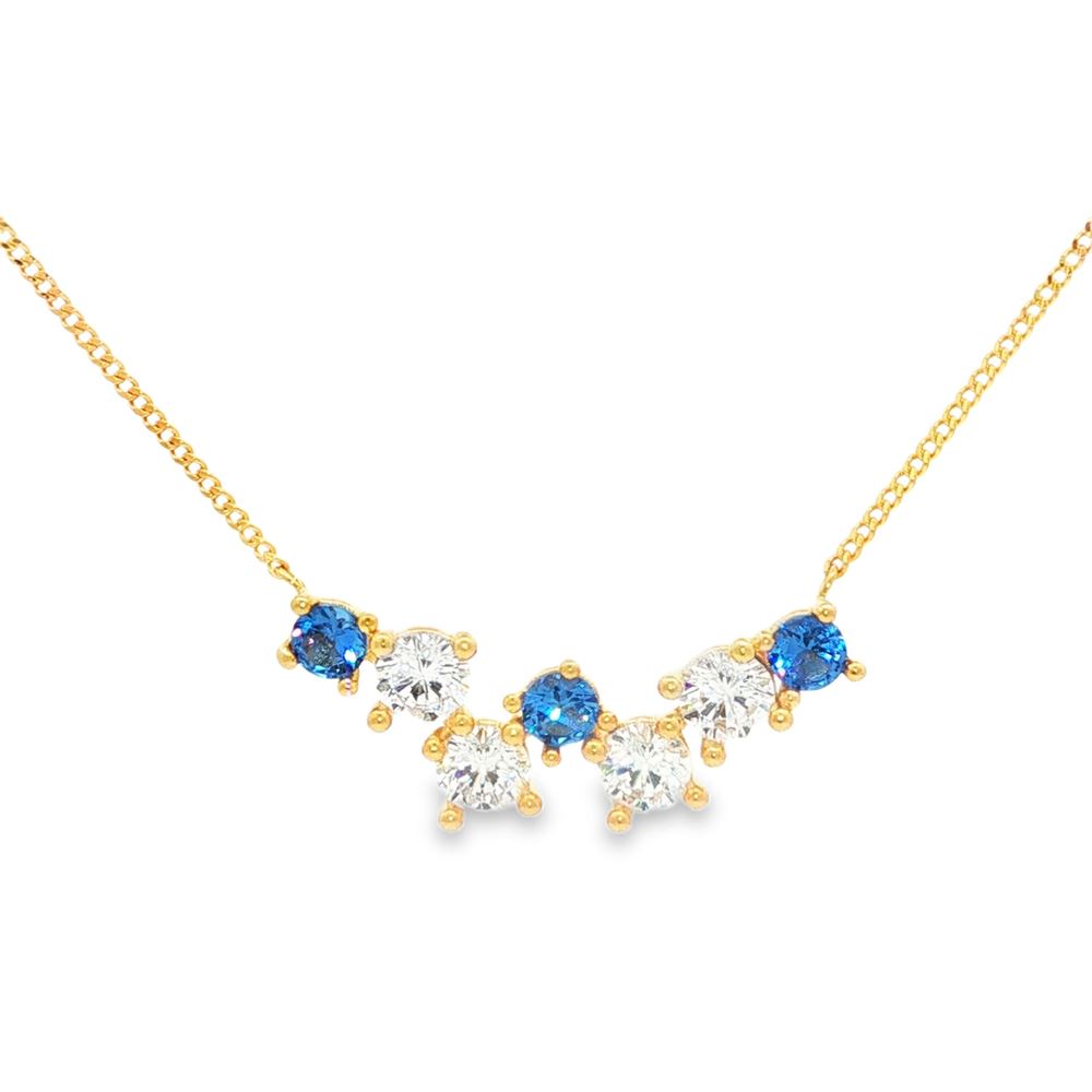 RAINBOW GOLD CRYSTAL&BLUE NECKLACE