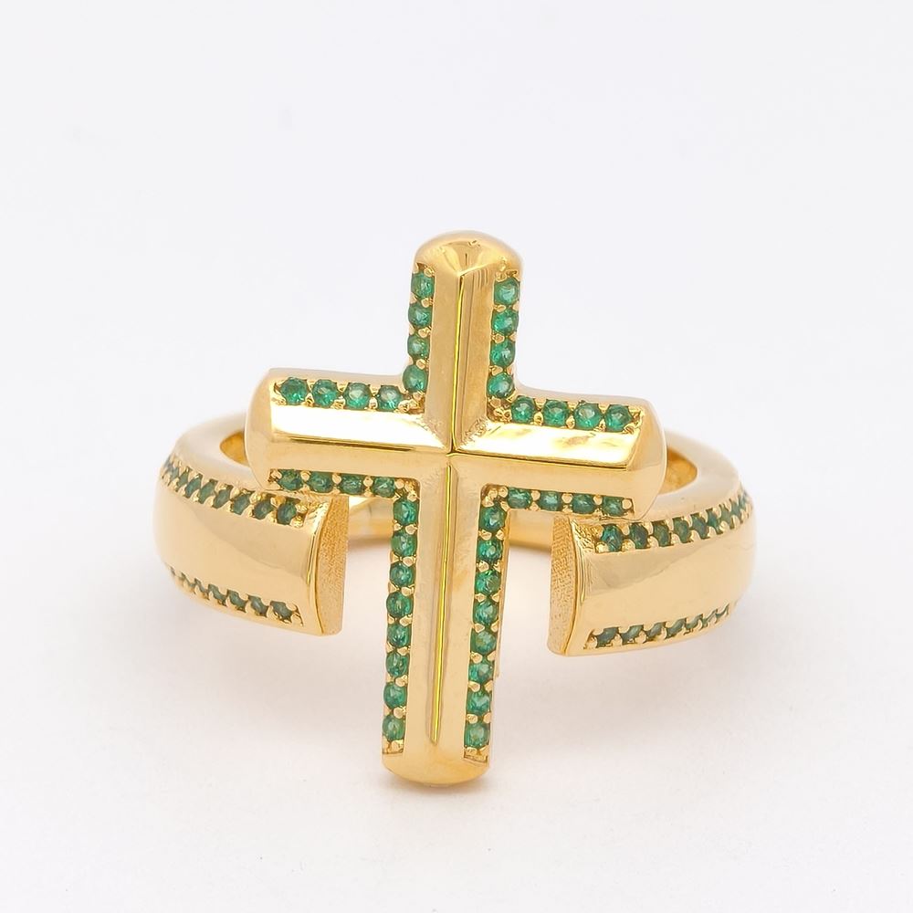 CRUX GOLD GREEN STONES RING