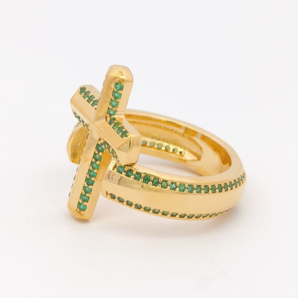 CRUX GOLD GREEN STONES RING