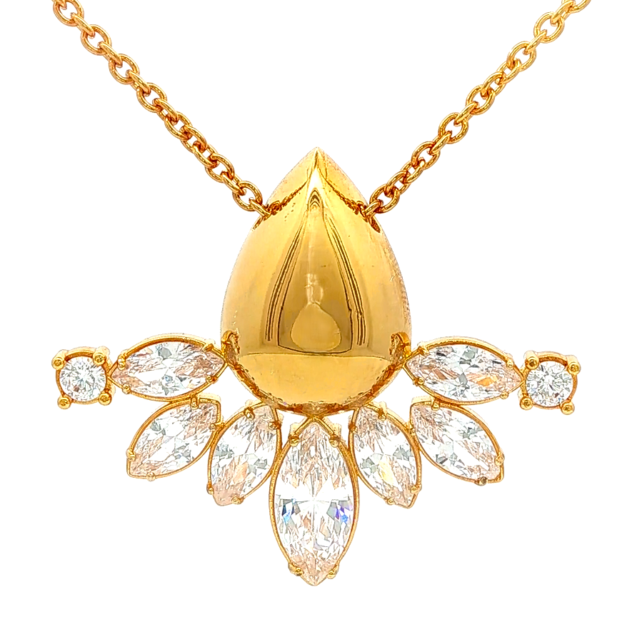AURORA GOLD CRYSTAL STONES NECKLACE
