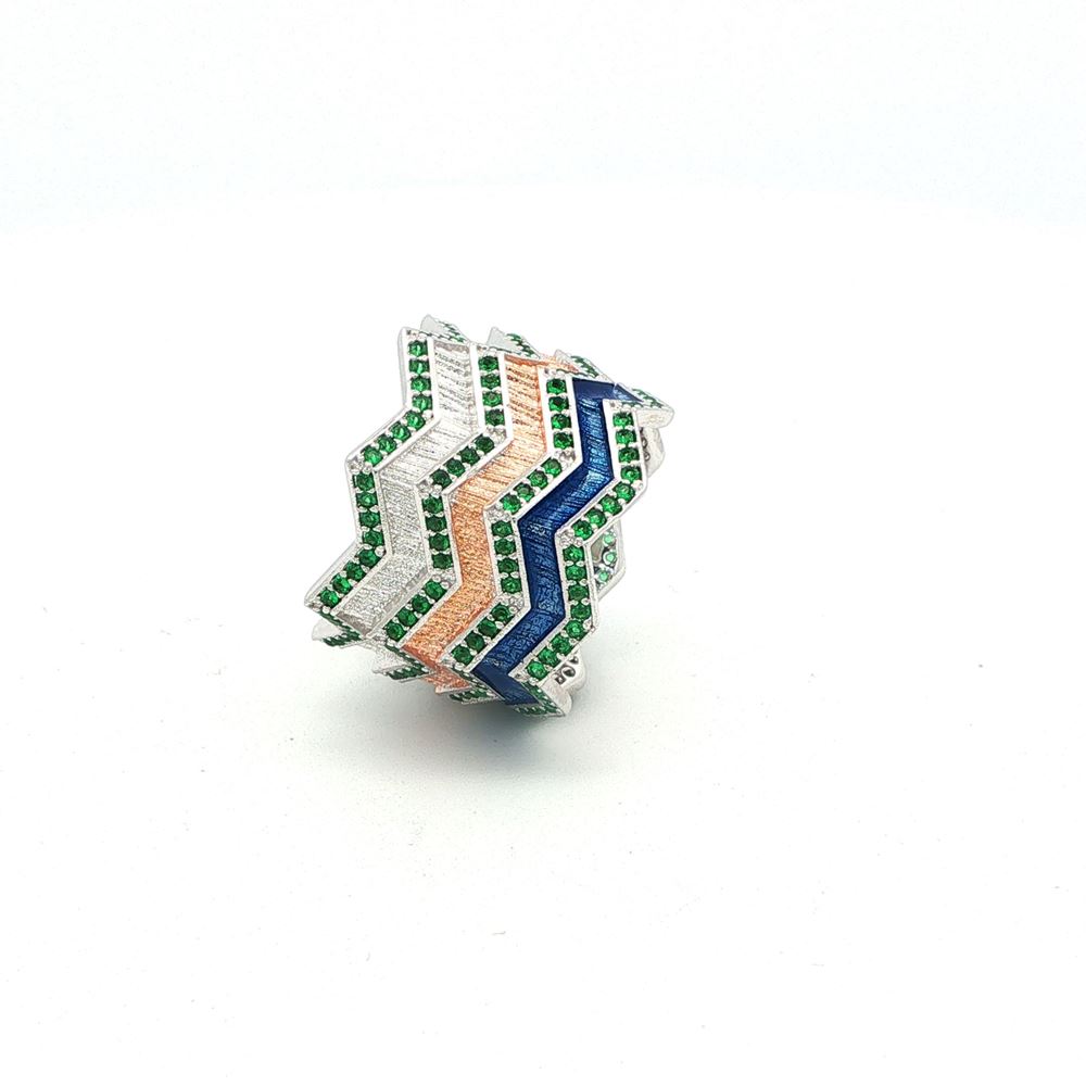 KALEDO GREEN STONES BLUE GLAZED RING
