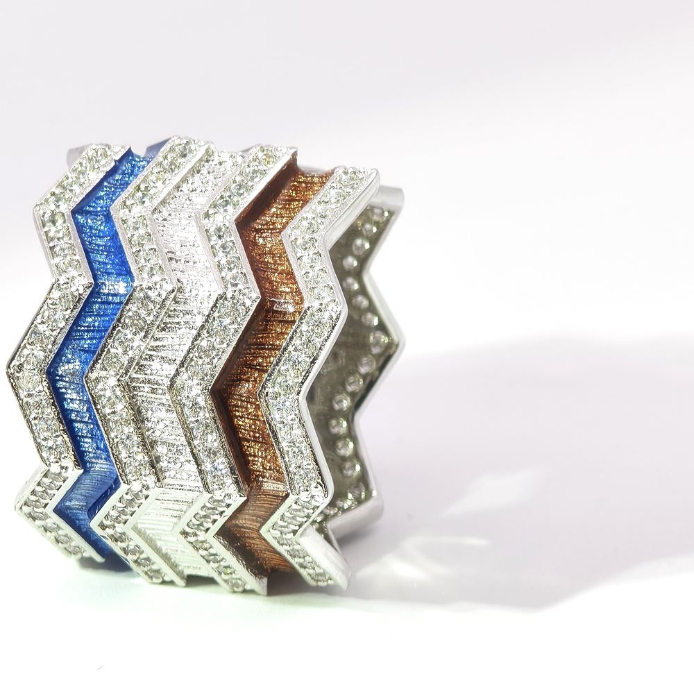 KALEDO CRYSTAL STONES BLUE&BROWN GLAZED RING