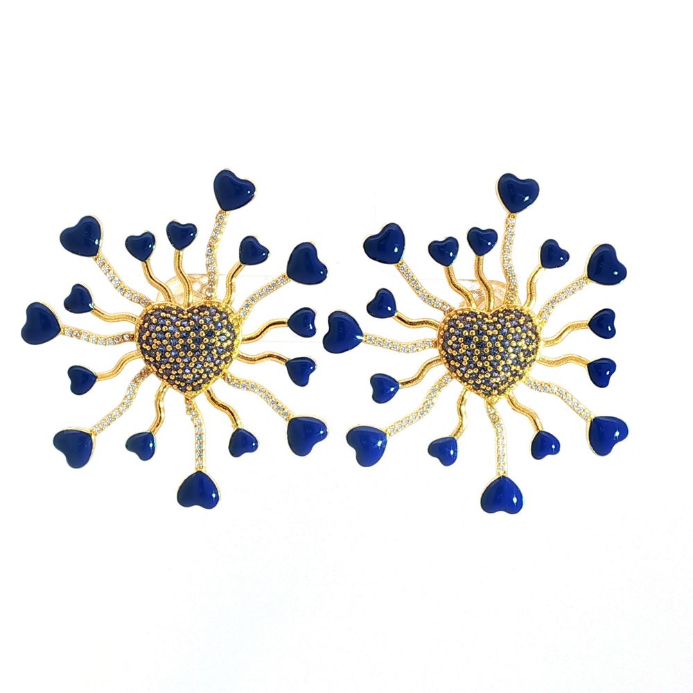 DALì GOLD BLUE STONES BLUE GLAZED EARRINGS