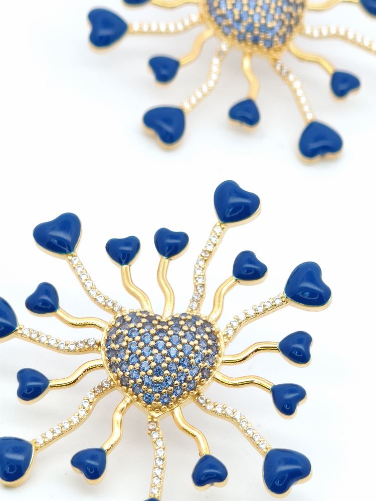 DALì GOLD BLUE STONES BLUE GLAZED EARRINGS