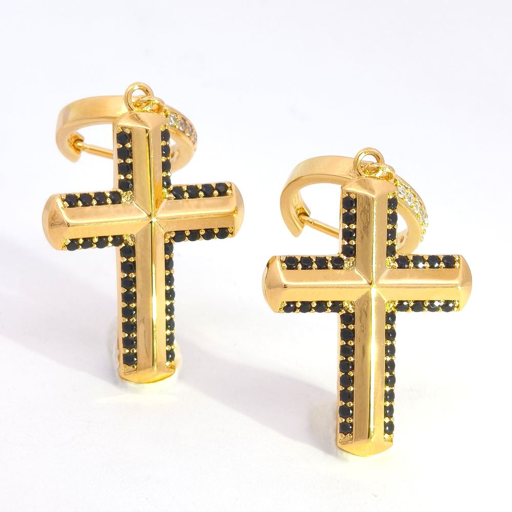 CRUX GOLD BLACK STONES EARRINGS