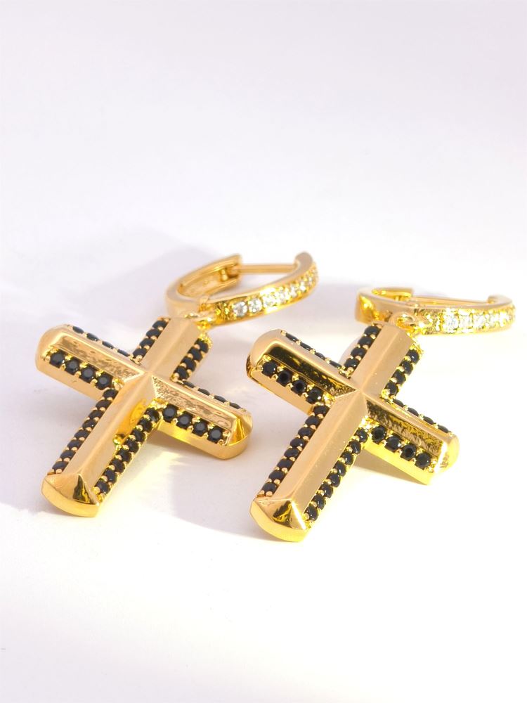 CRUX GOLD BLACK STONES EARRINGS
