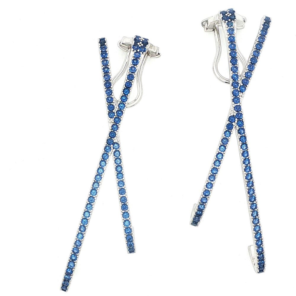 CROSS BLUE STONES EARRINGS