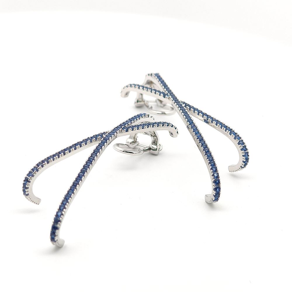 CROSS BLUE STONES EARRINGS