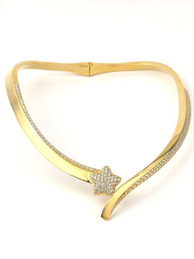 COMETA GOLD CRYSTAL STONES STIFFER NECKLACE